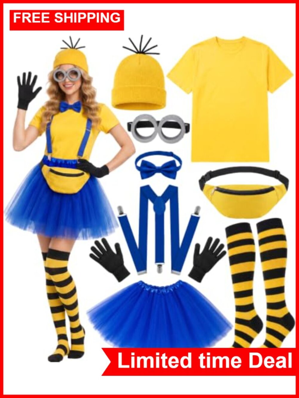 11Pc Halloween Costume Set Women Cosplay Dress Up Accessories